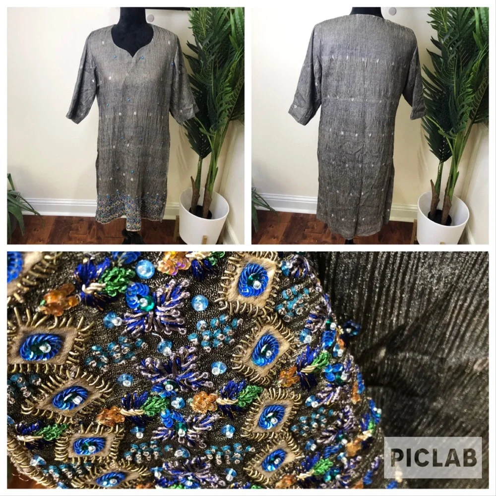 Indian Custom Made Tunic Dress w/ Beautiful Bead Detail